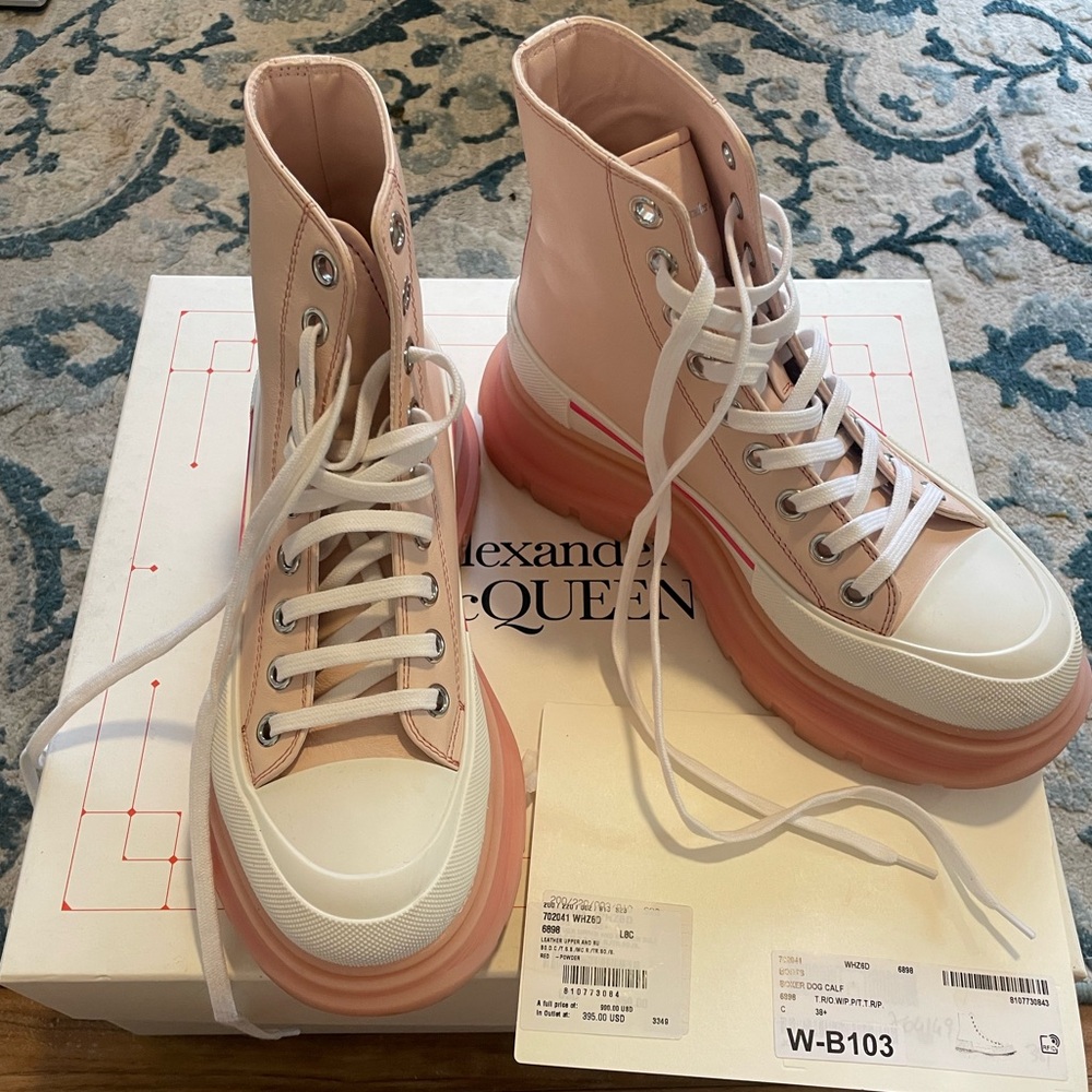 Alexander McQueen Blush Pink High-Top Sneakers